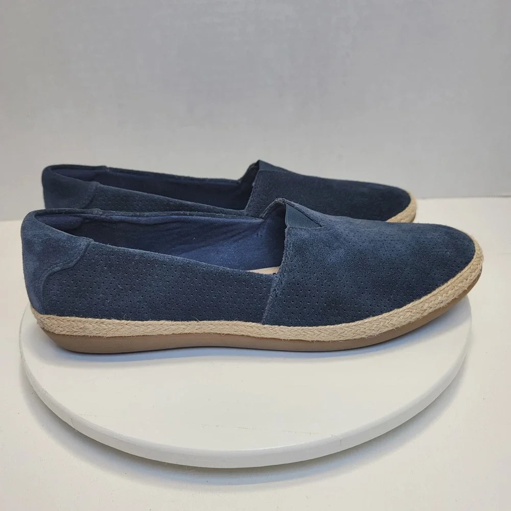 Clarks Collection Danelly Sky Espadrille Slip-Ons Navy Blue Suede US 9.5 M